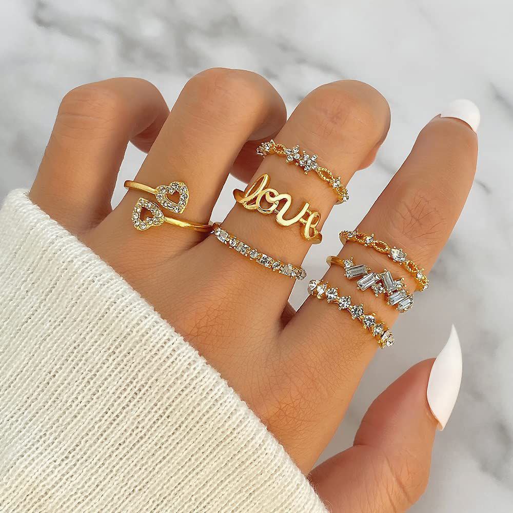 LOVE Heart Flower Zircon Ring