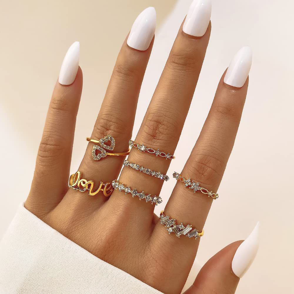 LOVE Heart Flower Zircon Ring