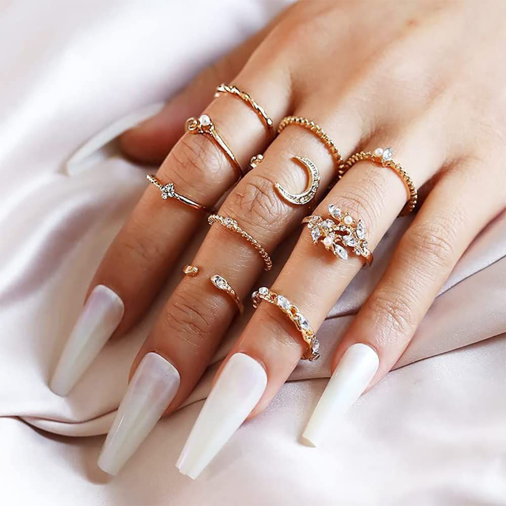 Bohemian Style Coin Snake Moon Ring