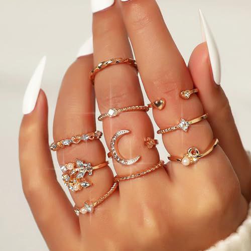 Bohemian Style Coin Snake Moon Ring