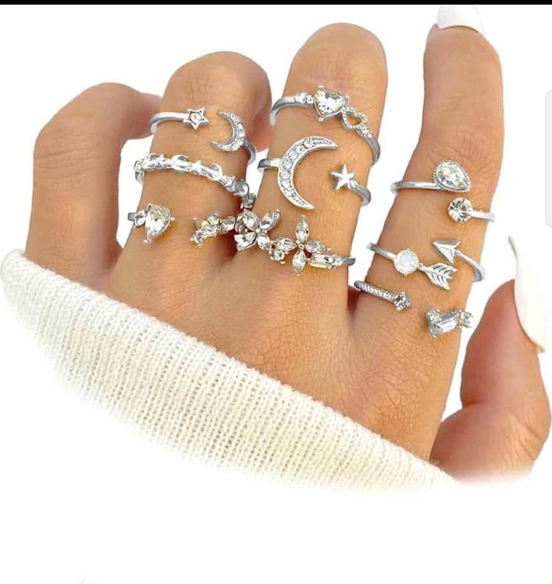 Bohemian Style Coin Snake Moon Ring