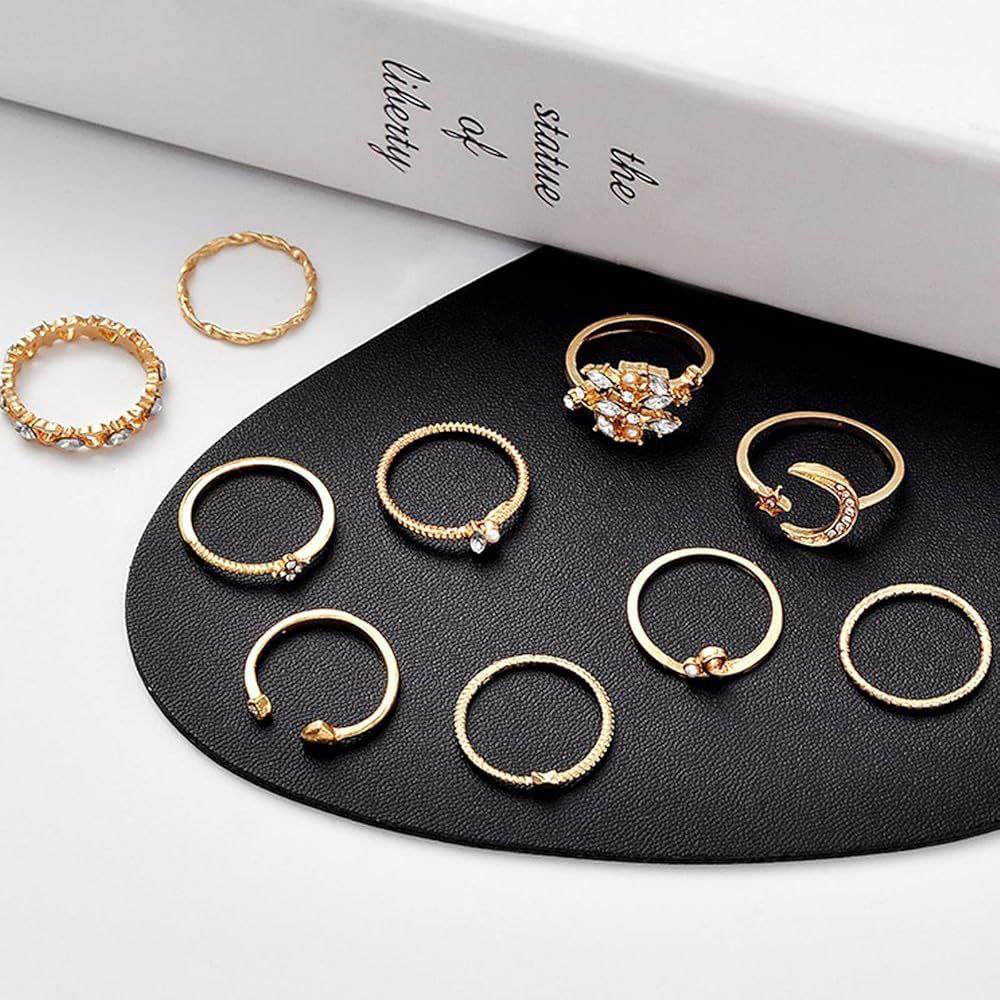 Bohemian Style Coin Snake Moon Ring