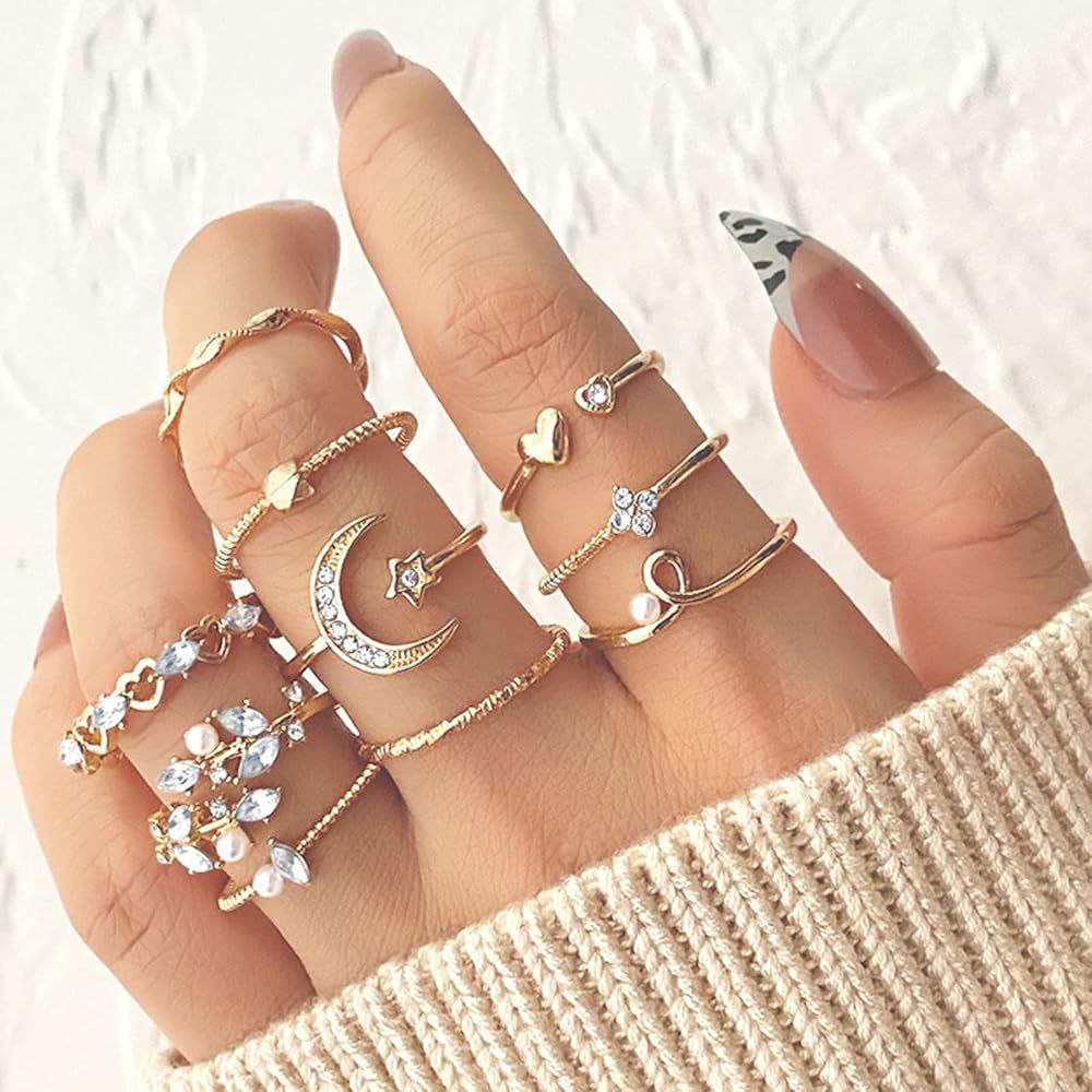 Bohemian Style Coin Snake Moon Ring