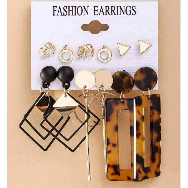 Leopard Design 6 Pairs Earring Set
