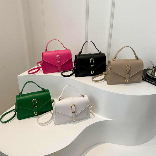Minimalist Crossbody Bag with Top Handle and Flap