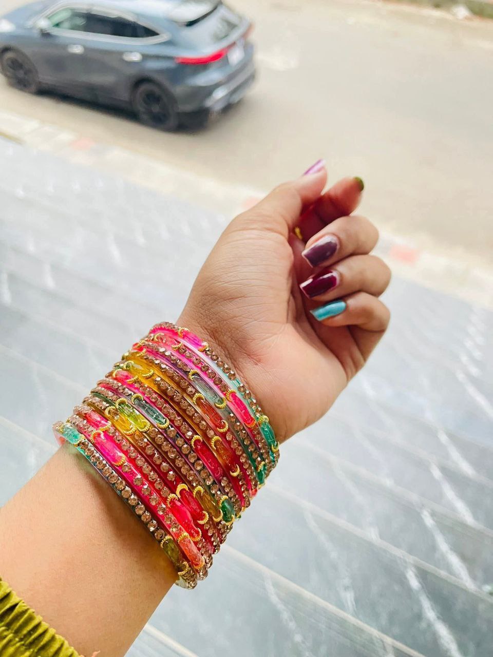 Rainbow glass bangles