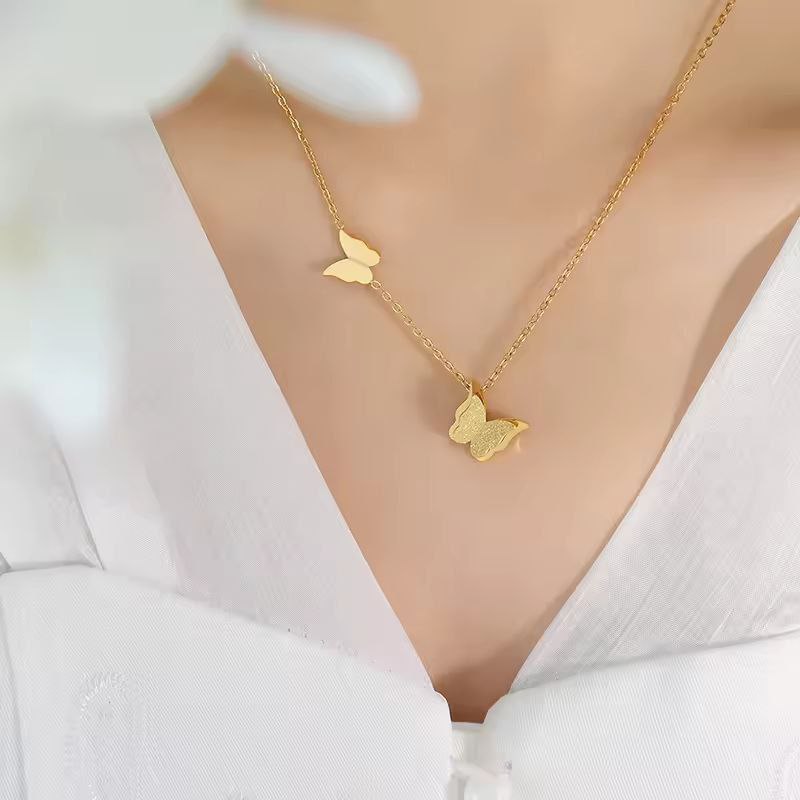18K Gold Plated No Tarnish Butterfly Pendant Necklace