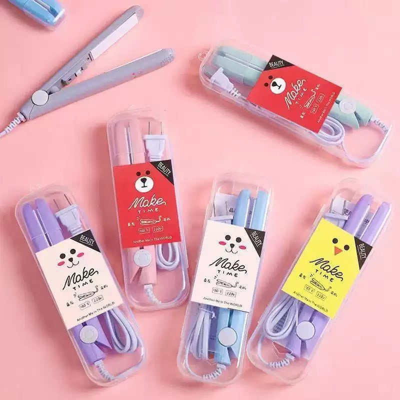 Mini Portable Ceramic Hair Straightener (মিনি পোর্টেবল সিরামিক হেয়ার স্ট্রেইটনার) - পিংক/পার্পল