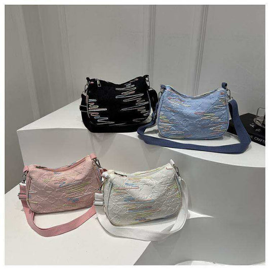 Rainbow Stripe Canvas Crossbody Bag