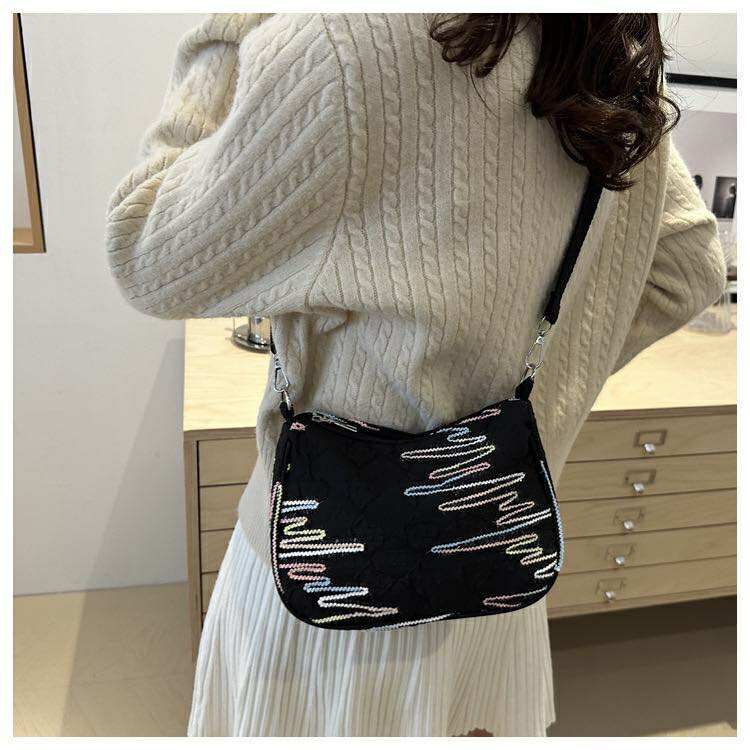 Rainbow Stripe Canvas Crossbody Bag