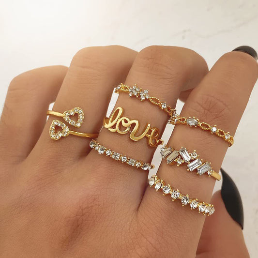 Love Heart Flower Zircon Ring