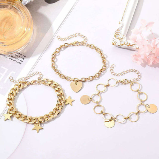 3pcs Star & Love Bracelets Set