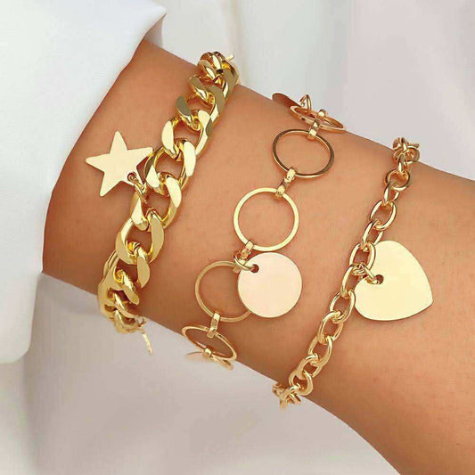 3pcs Star & Love Bracelets Set