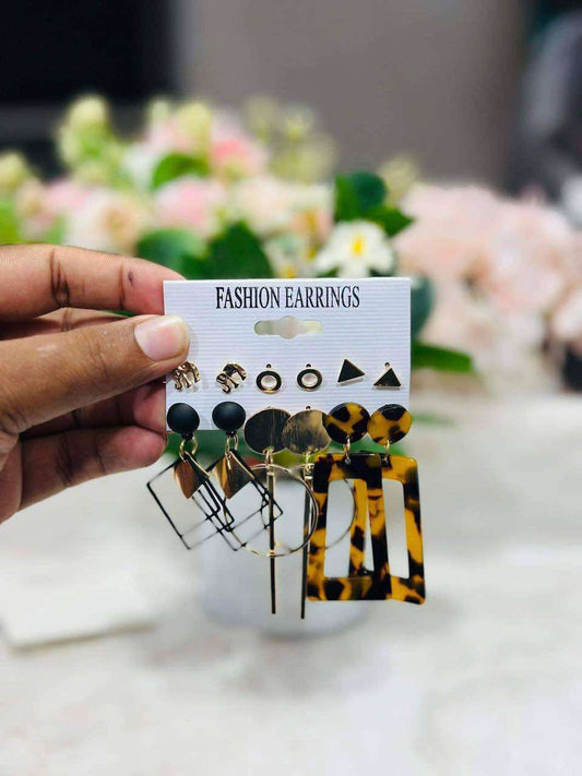 Leopard Design 6 Pairs Earring Set
