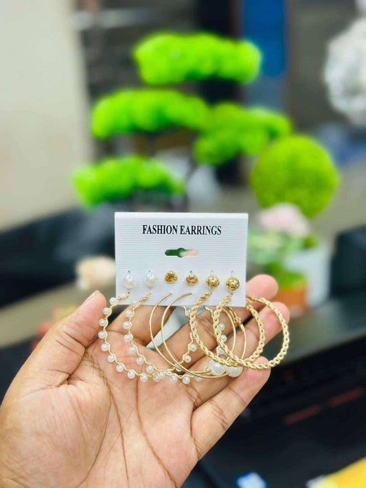 6 Pair Big Ear Ring Set