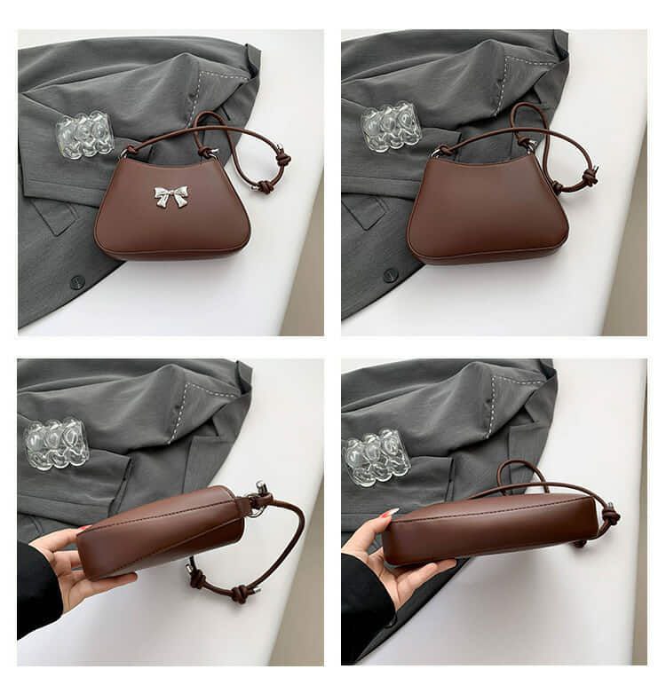 Silver Bow Knotted Strap Handbag