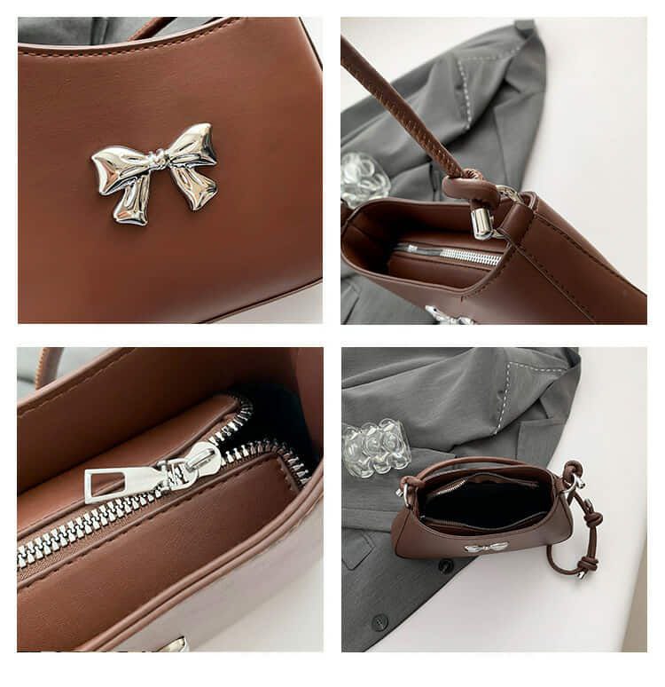 Silver Bow Knotted Strap Handbag