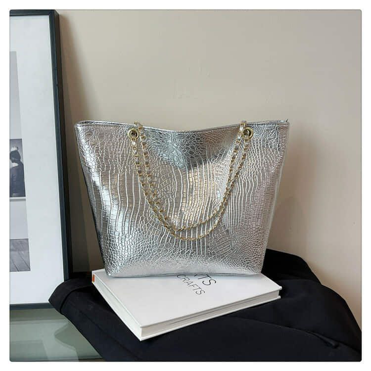 Crocodile Ambushed PU Leather Tote bag