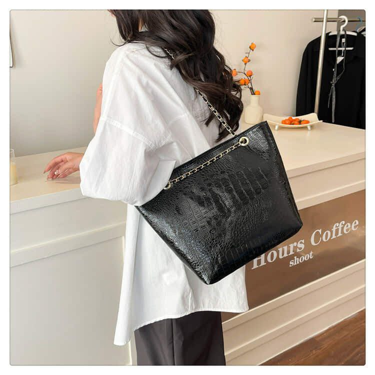 Crocodile Ambushed PU Leather Tote bag