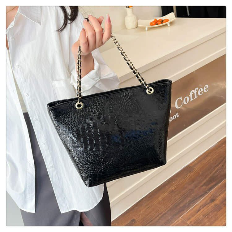 Crocodile Ambushed PU Leather Tote bag