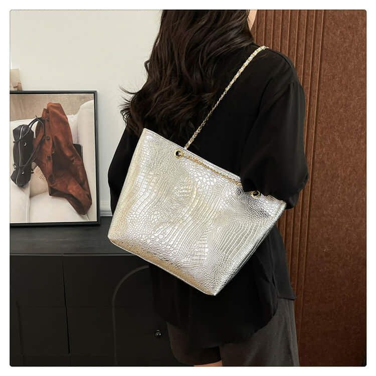 Crocodile Ambushed PU Leather Tote bag
