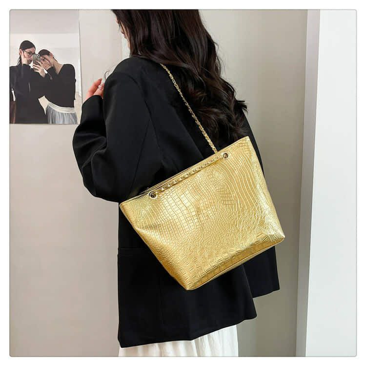 Crocodile Ambushed PU Leather Tote bag