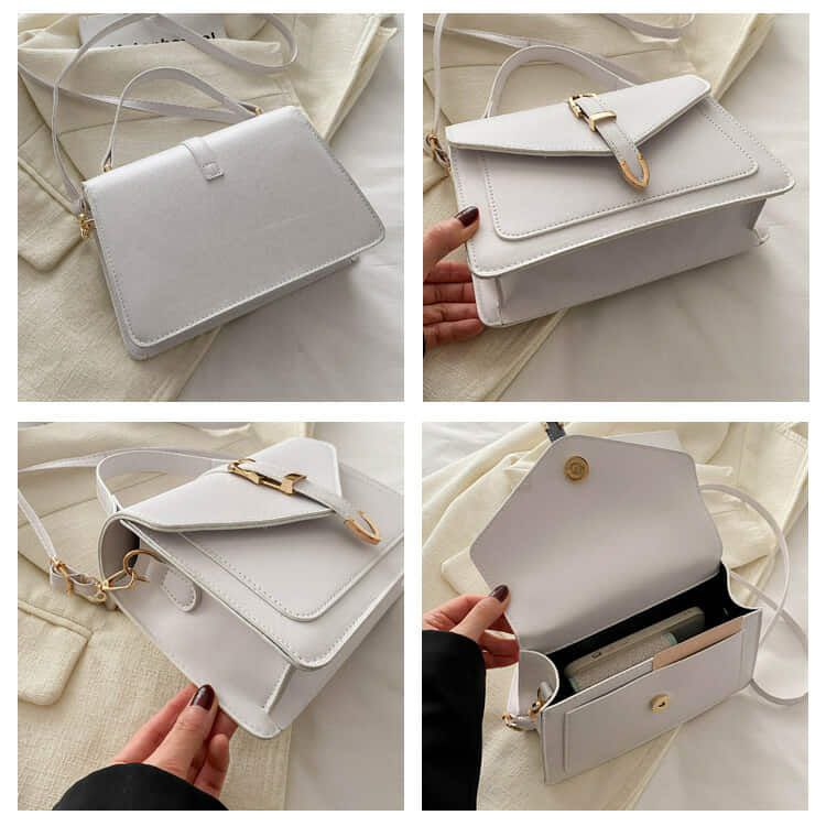 Minimalist Crossbody Bag with Top Handle and Flap