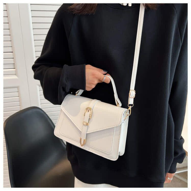 Minimalist Crossbody Bag with Top Handle and Flap
