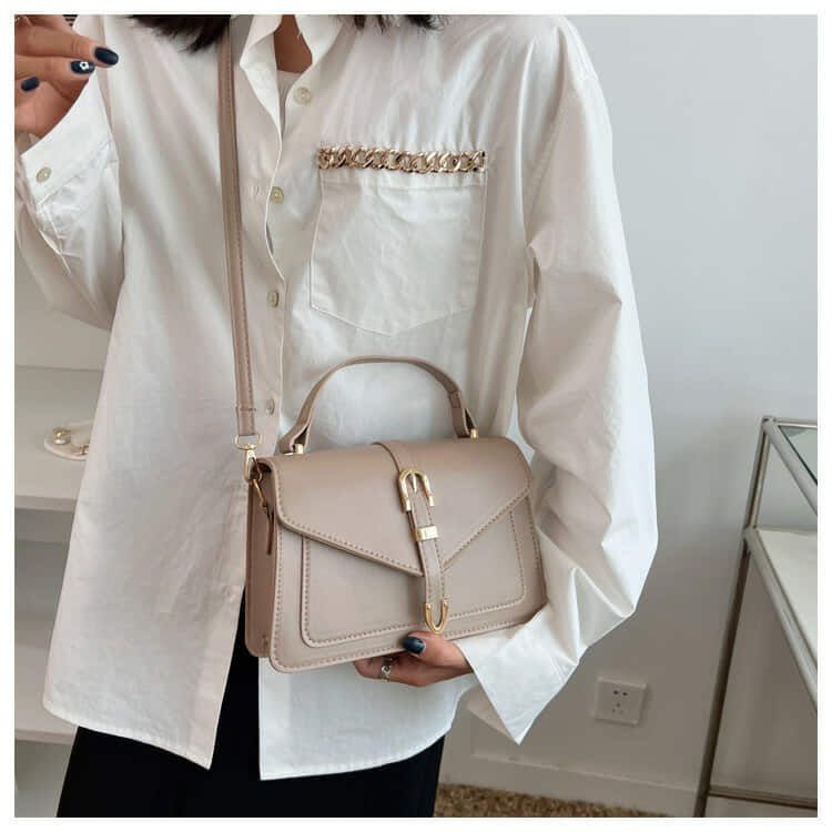 Minimalist Crossbody Bag with Top Handle and Flap