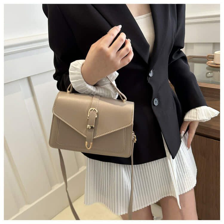 Minimalist Crossbody Bag with Top Handle and Flap