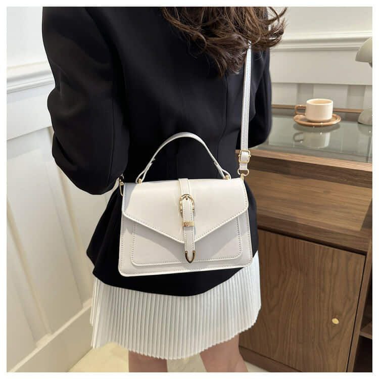 Minimalist Crossbody Bag with Top Handle and Flap