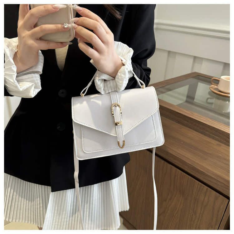 Minimalist Crossbody Bag with Top Handle and Flap