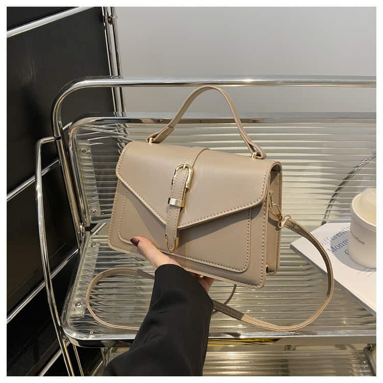 Minimalist Crossbody Bag with Top Handle and Flap