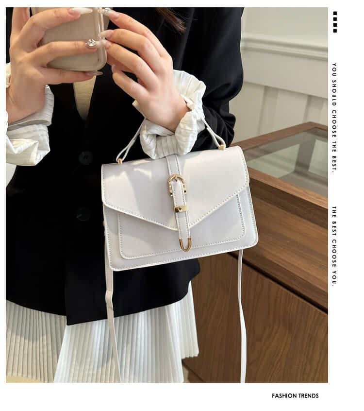 Minimalist Crossbody Bag with Top Handle and Flap