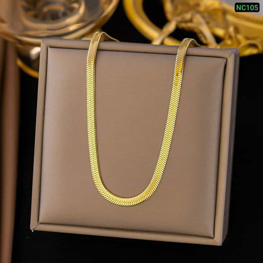 One Layer Plane 22K Gold Polish Necklace