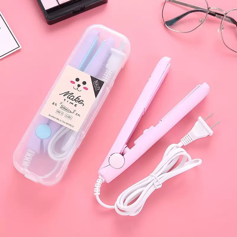 Mini Portable Ceramic Hair Straightener (মিনি পোর্টেবল সিরামিক হেয়ার স্ট্রেইটনার) - পিংক/পার্পল