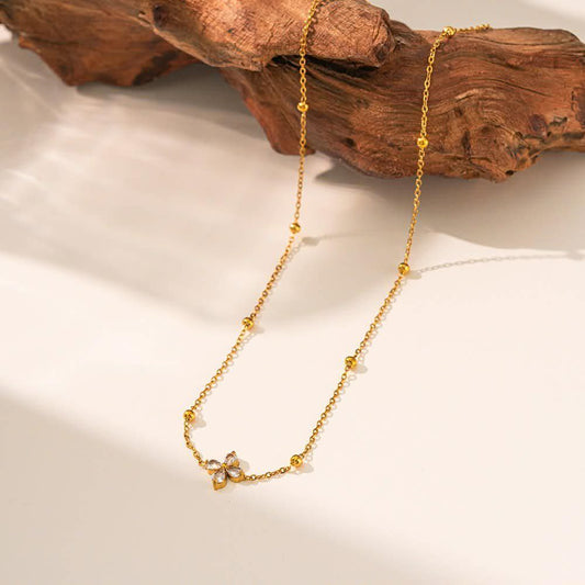 Crystal Petal Flower Necklace with bracelet set