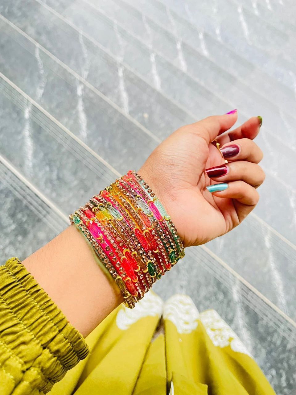 Rainbow glass bangles