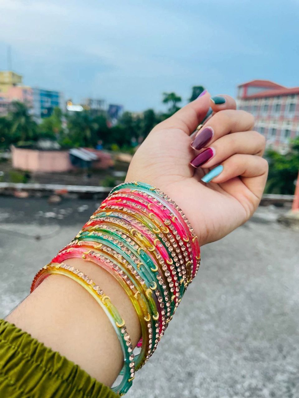 Rainbow glass bangles