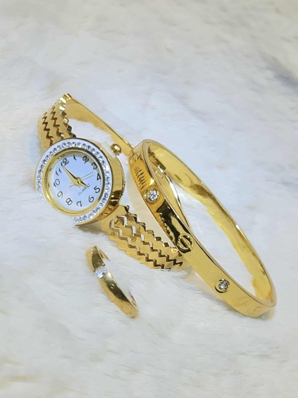 Titanium Steel Watch + Bracelet + Finger Ring Combo (Color Guarantee)