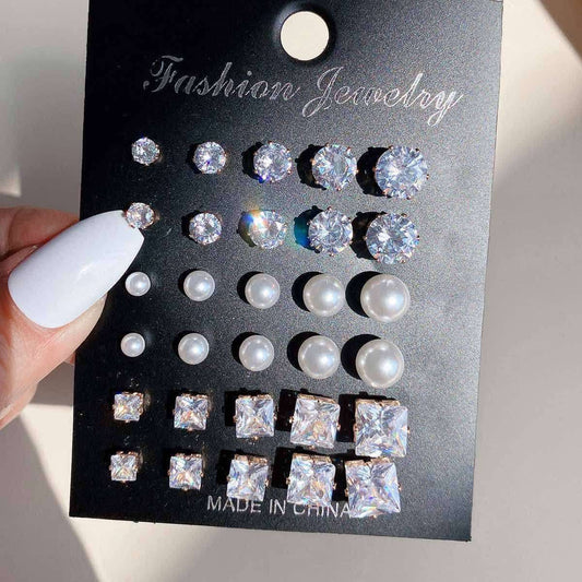 15 Pairs of Minimalist Artificial Pearl Studded Earrings Set for Both Men